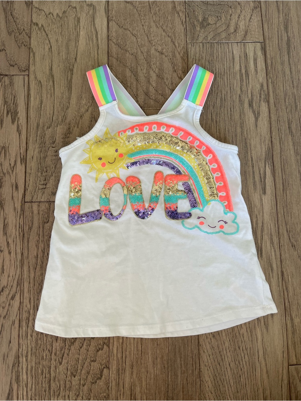 Cynthia Rowley Kids White Rainbow 'LOVE' Sequin Tank Top